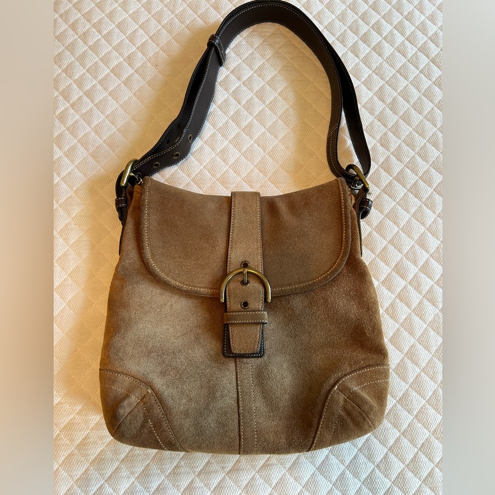 Vintage Coach SOHO Suede Shoulder Bag in Tan No. G3S-9482
